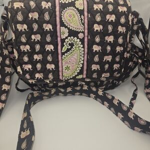 Vera Bradley Black and Pink Elephant Crossbody Bag
